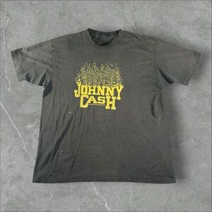 Vintage Johnny Cash Shirt Mens Large 80s 90s‎ Single Stitch Band Tee Rare Faded